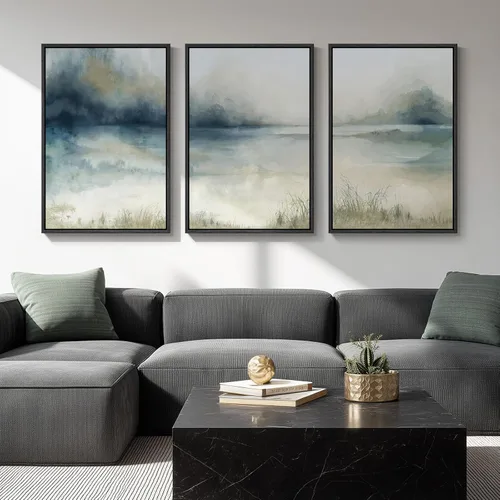 Miniatura 8 de Framed Sage Green Abstract Landscape Wall Art for Bedroom, 3 Piece Modern Canvas Prints Paintings Artwork for Walls, Minimalist Nature Pictures for