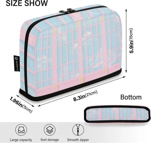 Miniatura 3 de Estuche de lápiz de pantalla japonesa azul rosa grande capacidad con cremallera organizador caja para adolescentes grado escuela suministros