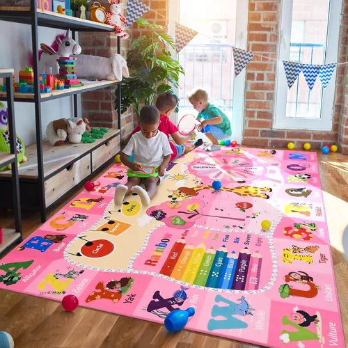Miniatura 12 de Alfombras infantiles lavables para sala de juegos, alfombras de aprendizaje educativas y divertidas con formas de animales del alfabeto ABC