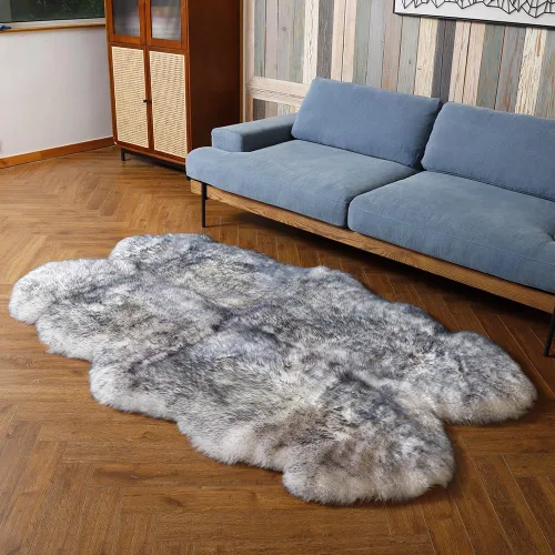 Miniatura 8 de LLB Alfombra de Área de Piel de Oveja Genuina Alfombra de Lana Alfombra de Piel Alfombra de Piel Esponjosa y Peluda para Sala de Estar Dormitorio
