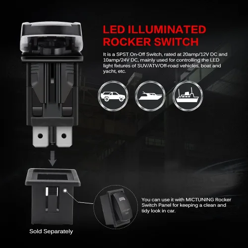 Miniatura 6 de Interruptor de rocker grabado a láser Mictuning para luz trasera