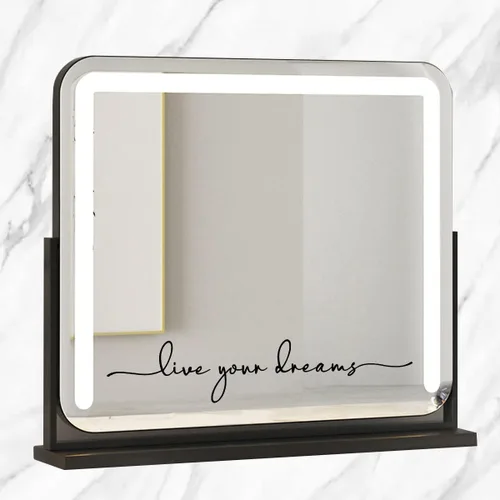 Miniatura 2 de Calcomanía de espejo "Live Your Dream", calcomanía de vinilo negro con cita inspiradora, arte de pared motivacional para dormitorio, habitación