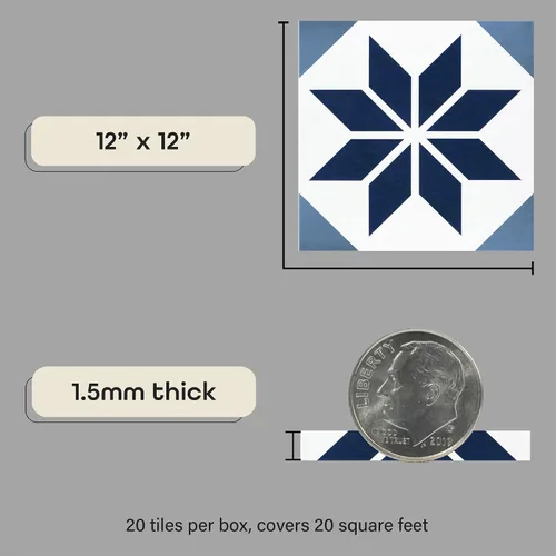 Miniatura 4 de Azulejo de vinilo autoadhesivo retro de 12 x 12 pulgadas, Affinity, 10 azulejos/10 pies cuadrados.