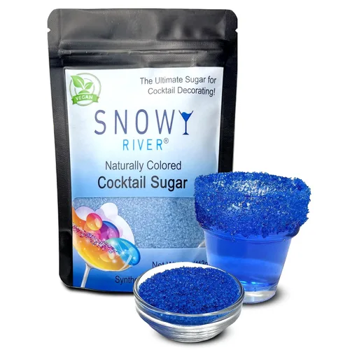 Miniatura 23 de Snowy River Azúcar de cóctel azul real, certificado Kosher de color natural azul real (8 onzas, cristal mediano)