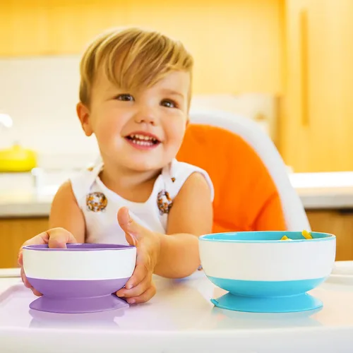 Miniatura 7 de Munchkin® Gentle™ Transition Sippy Trainer - Tazón de 4 onzas, paquete de 2, cuencos de succión azules y Stay Put™ para bebés y niños pequeños