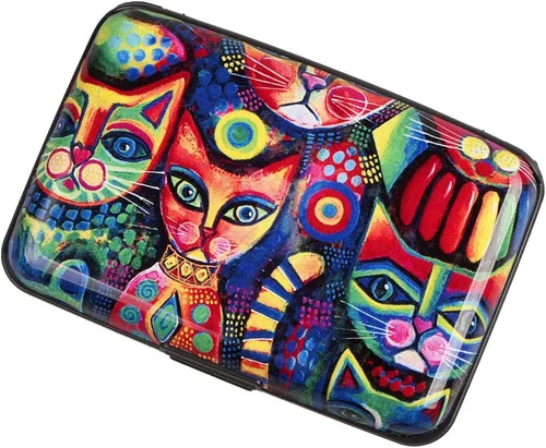 Miniatura 22 de Tarjetero de aluminio con bloqueo RFID para hombres y mujeres, elegante cartera de viaje con 7 ranuras, la mejor protección contra escaneos