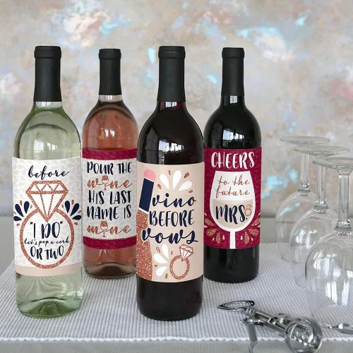 Miniatura 7 de Big Dot of Happiness Vino Before Vows - Decoración de bodega para despedida de soltera o despedida de soltera para mujeres y hombres, calcomanías