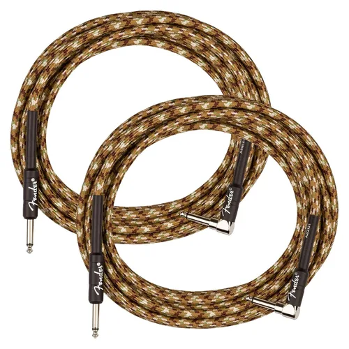 Miniatura 4 de Fender Cable de instrumentos de lujo de 10 pies, ángulo recto, tweed negro, paquete de 2