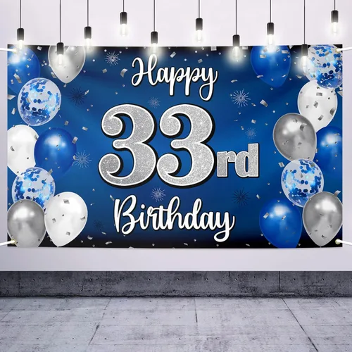 Miniatura 8 de Decoraciones de Feliz 11º Cumpleaños, Globo Azul y Plateado Grande Pancarta de Fondo de Cumpleaños, Brindemos por Once Años Suministros de Fiesta