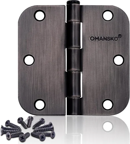 Paquete de 6 bisagras para puerta, bisagras de bronce frotado con aceite de 3.5 x 3.5 pulgadas para madera con esquinas de radio de 5/8'', bisagras