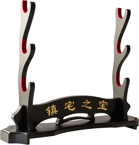 Miniatura 7 de Soporte para espada samurái, soporte para espada Katana Wakizashi Tanto de terciopelo acolchado para colgar en la pared, estante para espadas