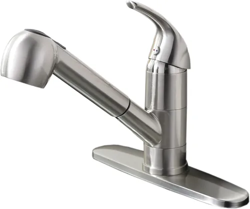 Grifo de cocina de perfil bajo extraíble con rociador, grifo de fregadero de lavandería de acero inoxidable de una sola manija con níquel cepillado,