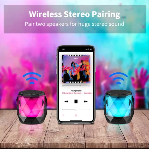 Miniatura 3 de LFS Altavoz Bluetooth Portátil con Luces, Altavoz Inalámbrico Impermeable de Luz Nocturna Magnético, LED de 7 Colores Auto-Cambiante, Micrófono