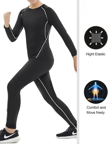 Miniatura 3 de HOPLYNN Paquete de 4 pantalones de compresión para niños y jóvenes, mallas atléticas, capa base debajo de los pantalones, equipo para deportes