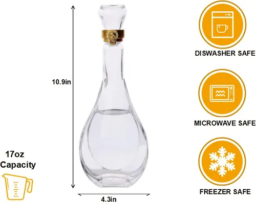 Miniatura 2 de Botella de vidrio de licor, decantador de cristal sin plomo, decantador de whisky de 17 onzas con tapón de vidrio hermético, decantador de alcohol