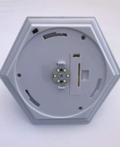 Miniatura 5 de Juego de 2 luces solares para jardín al aire libre, acabado blanco, hexágono de 5 x 5 pulgadas, con LED SMD blancos para postes de valla de madera