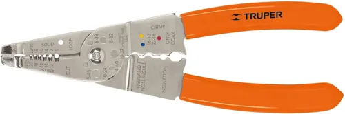 Truper Pelacables y cortador de 8" - Naranja, acero aleado, plástico y caucho