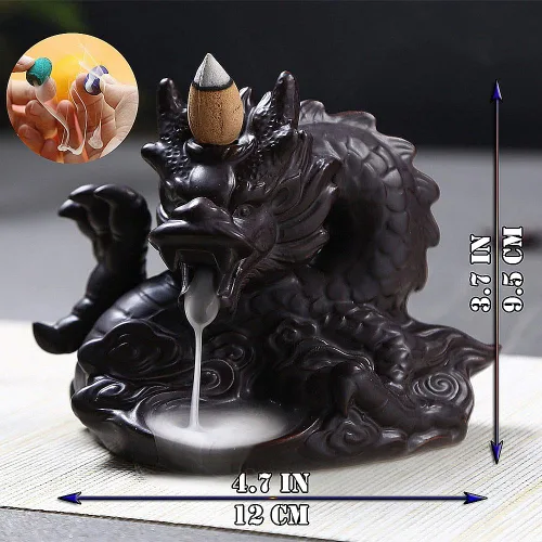 Miniatura 2 de OTOFY Soporte de incienso de cerámica hecho a mano, quemador de incienso de reflujo, estatuilla, soporte para cono de incienso, decoración