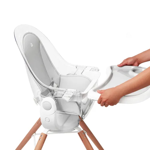 Miniatura 7 de Munchkin® 360° Cloud™ Silla alta para bebé y niño pequeño con asiento transparente y giro de 360°, color blanco y gris con patas de madera