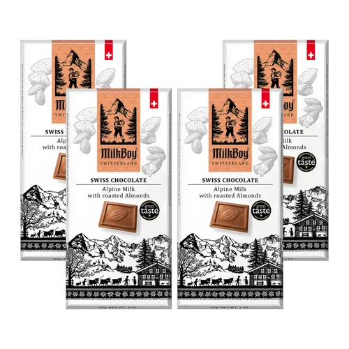 Miniatura 11 de Milkboy - Barras de chocolate con almendras suizas, chocolate con leche alpino suizo premium con almendras, todo natural, sin gluten, sin OMG