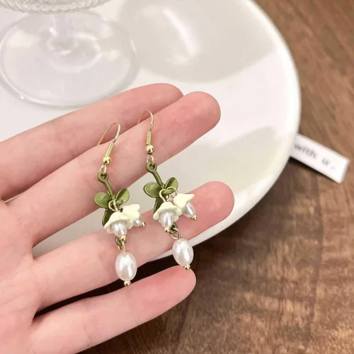 Miniatura 7 de RXTSLOK Lily of the Valley Necklace Flower Jewelry Earrings Bracelet Gift for Women Mom Friends Bride Weding Spring Summer