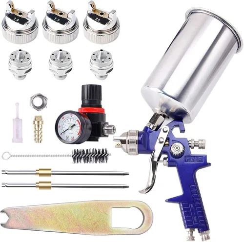BANG4BUCK - Pistola de pulverización profesional con alimentación por gravedad, HVLP, con boquillas de 0.055 pulgadas, 0.067 pulgadas, 0.098 Azul