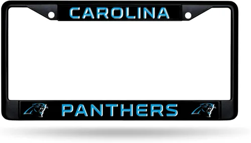 Miniatura 32 de Rico Industries Marco cromado negro primario de fútbol americano de la NFL con inserciones de plástico de 12" x 6" accesorio para automóvil/camión