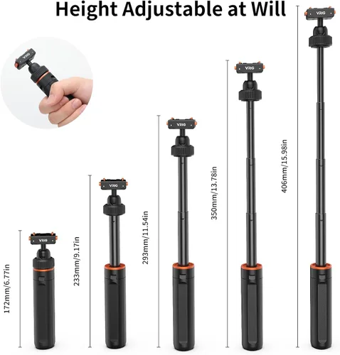 Miniatura 5 de VRIG 15.9" X5 Extended Mini cámara trípode para Insta360 Ace Pro2,360 portátil magnético liberación rápida Selfie Sticks mango agarre Vlog Monopod