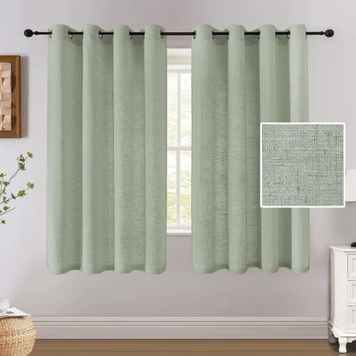 H.VERSAILTEX Cortinas de lino de 63 pulgadas de largo, cortinas de granja completamente filtrantes de luz, juego de 2 paneles de cortina de