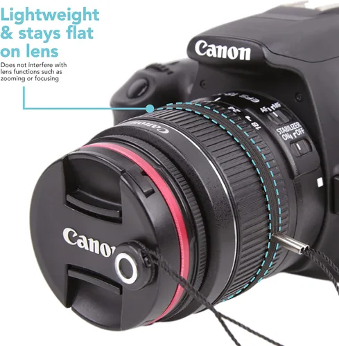 Miniatura 5 de Foto&Tech Correa con tapa para lente de cámara con cuerda elástica, compatible con cámaras DSLR SLR Evil sin espejo universales (x3)