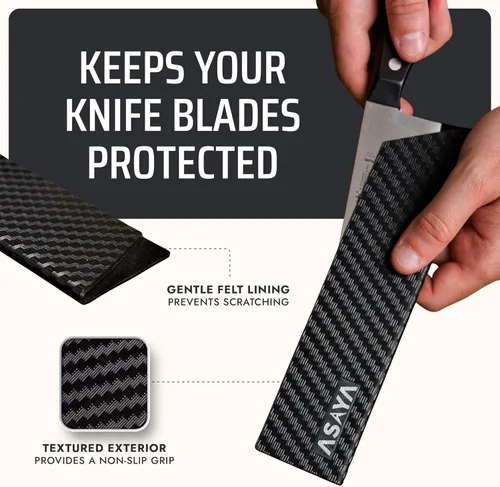 Miniatura 4 de Asaya Protectores profesionales para filos de cuchillos, cubiertas universales de cuchilla, extra resistencia, plástico ABS y forro de fieltro sin