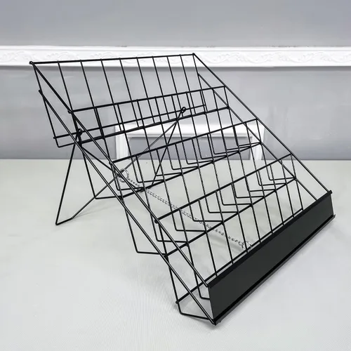 Miniatura 6 de FixtureDisplays® Estante de exhibición de alambre de 4 niveles de 18" para folleto de literatura, soporte de revista, estante de mesa, estantes