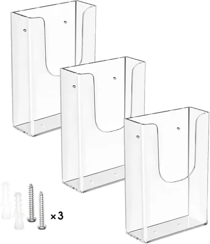 Miniatura 12 de MaxGear Soporte para folletos de acrílico de 4 x 9 pulgadas, soporte para folletos y folletos, organizador de plástico transparente para folletos
