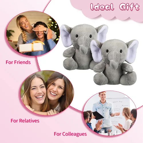 Miniatura 4 de Skylety 4 piezas de animales de peluche pequeños y lindos elefantes, animales del bosque suaves para baby shower, niños y niñas, revelación