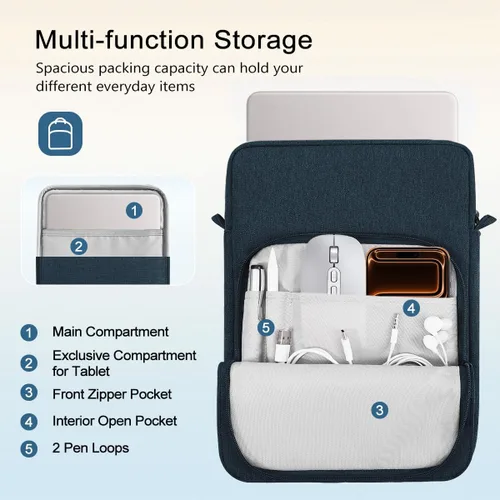 Miniatura 4 de TiMOVO Funda para laptop MacBook Neo de 13 pulgadas 2026 modelo A3404 con chip A18 Pro, funda de transporte con asa con correa para el hombro