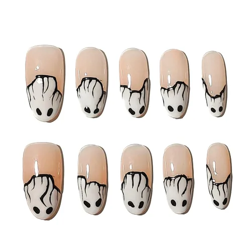 Miniatura 18 de Sun&Beam Nails Uñas a presión hechas a mano medianas con diseño de concha rosa metálica con acabado brillante, 10 piezas para uso diario y ocasiones