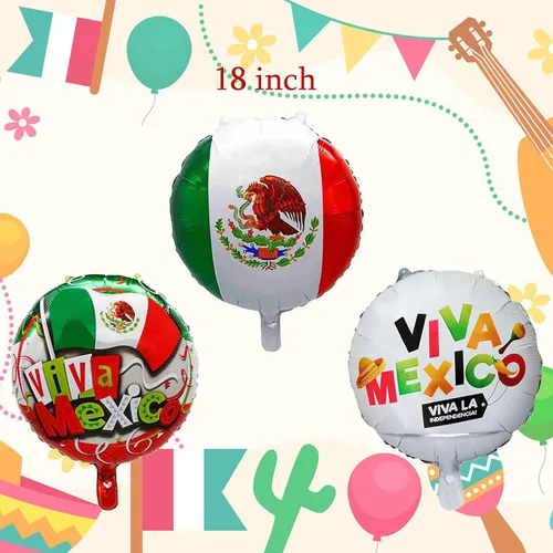 Miniatura 3 de 14 globos de aluminio para fiesta del Día de la Independencia de México, globos de aluminio Viva México Mylar para fiesta de cumpleaños temática