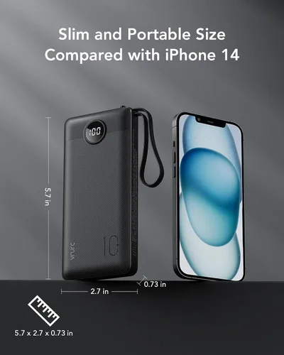 Miniatura 3 de VRURC Cargador Portátil, Banco de Energía Delgado de 22.5W Carga Rápida, Cargador de Teléfono Portátil USB C de 10000mAh, Paquete de Batería