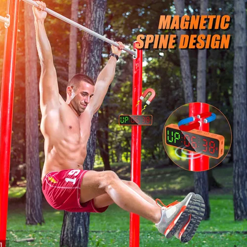 Miniatura 7 de Reloj Temporizador de Gimnasio Pequeño Cronómetro Magnético Temporizador de Intervalos de Entrenamiento, Pantalla Digital LED Grande, Accesorios