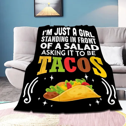 Miniatura 21 de Bonita manta de franela súper suave de tacos para cama, sofá, sala de estar, manta para niños, niñas, niños, multicolor, 40 x 50 pulgadas para niños