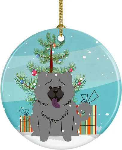 Miniatura 31 de Caroline's Treasures Adorno de cerámica para árbol de Navidad, Laika Spitz de Siberia Occidental, decoración colgante para árbol de Navidad