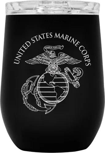 Miniatura 9 de Military Gift Shop Vaso de vino aislado al vacío con la bandera estadounidense para exteriores, con tapa, vidrio de acero inoxidable de 12 onzas