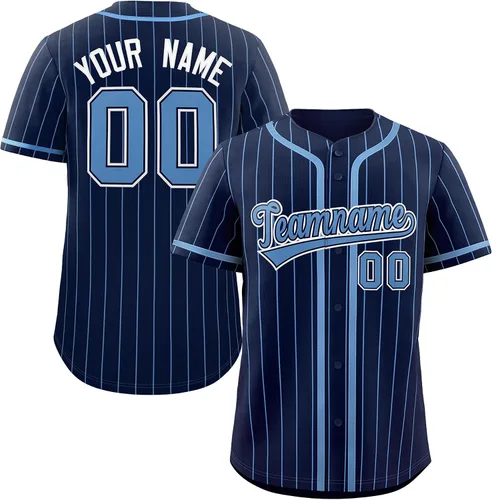 Miniatura 25 de Camiseta de béisbol de rayas finas personalizada hipster hip hop, camisetas deportivas con nombre y número del equipo personalizado para hombres