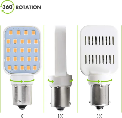 Miniatura 2 de Paquete de 2 bombillas LED giratorias para interiores de caravana, superbrillante, 312 lúmenes, 1141, 1156, BA15S, 24-SMD, bombilla de 10-30 V