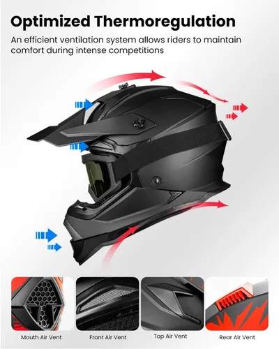 Miniatura 4 de ILM - Cascos para bicicleta de tierra para adultos, hombres y mujeres, para motocross, ATV, todoterreno, con gafas, guantes, máscara, modelo DOT