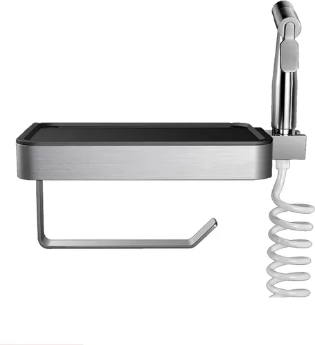 Soporte de papel higiénico con pistola pulverizadora, bidé de ducha de pulverización de mano, dispensador de papel higiénico, pistola rociadora de
