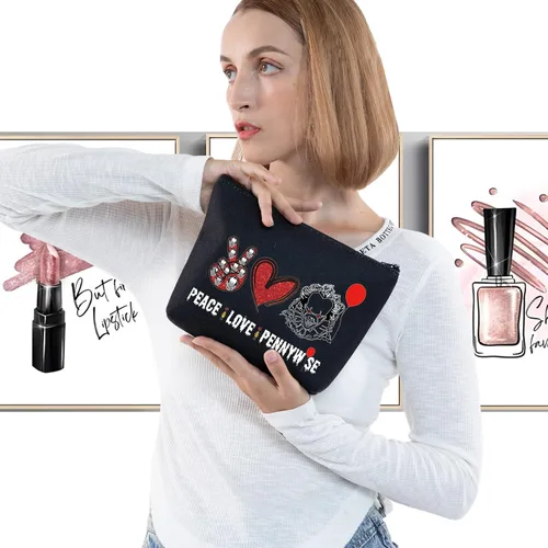 Miniatura 3 de Bolsa de maquillaje cosmética de payasos para fanáticos de la película, regalo de paz, amor, película, maquillaje, cremallera, bolsa de regalo