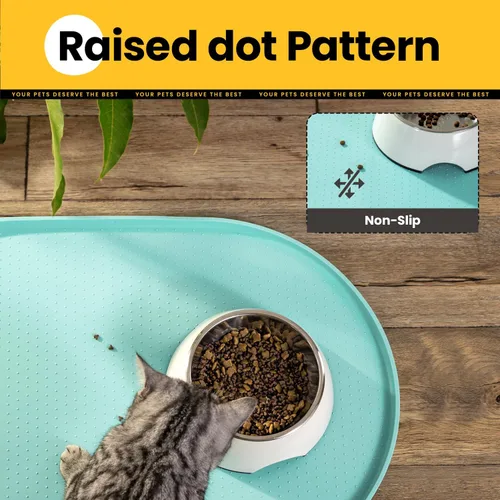 Miniatura 8 de Conlun Tapete de comida para perros, bordes elevados de 1/2 pulgada, tapete de alimentación para gatos para contención de derrames, tapete