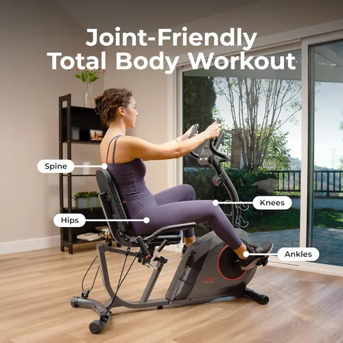 Miniatura 2 de Sunny Health & Fitness Smart Recumbent Bike, Wide Cushioned Seat & Back, Indoor Cycling Machine for Adult/Seniors Home Exercise, Free SunnyFit App