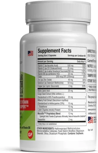 Miniatura 3 de EyeScience Fórmula de salud macular – 120 cápsulas – Suplemento nutricional completo para la salud ocular – Contiene luteína, zeaxantina, vitamina